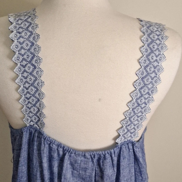 Isabel Maternity chambrey embrodery woven tank dress missing belt SZ L - Picture 7 of 8